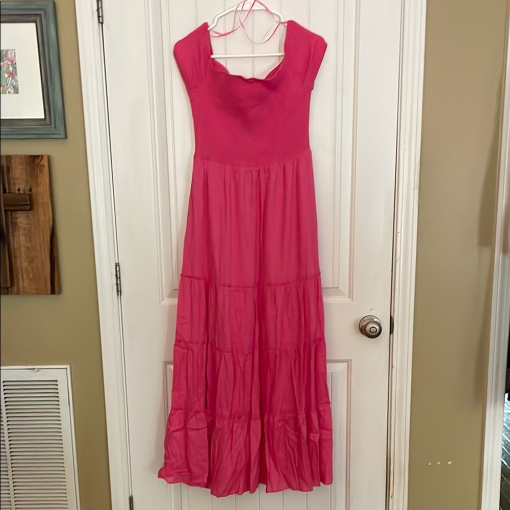 Lucy Paris Pink Tiered Ruffled Maxi Dress NWT size medium